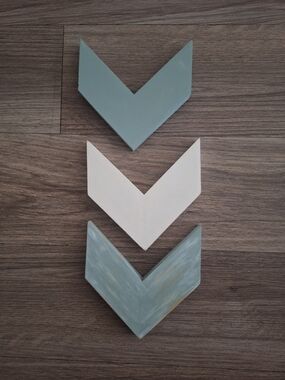 Wooden Chevron Wall Decor Set in Sage and Cream - Home Wall Art